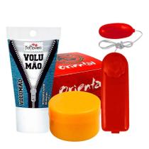 Kit Gel Intensificador Masculino Vibrador Bullet Cápsula e Pomada Oriental de Massagem