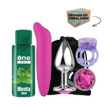 Kit Gel Lubrificante One Sex Com Sabor Plug Anal Tamanho M Anel Estimulador Ponto G