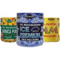 Kit Gel Massageador Arnica Pura + Ice Premium + MM Pratudo