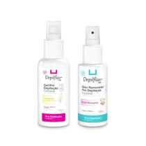 Kit Gel Pré Depilação 100ml + Óleo Removedor Pós Depilação Rosa Mosqueta Depilflax 100ml