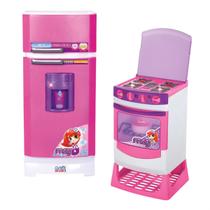 Kit Geladeira Super + Fogao Infantil Cozinha Com Som E Luz