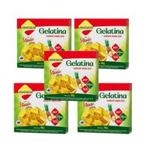 Kit Gelatina Abacaxi Diet Com Stevia Lowçucar Plus - 5 Unidades 10g