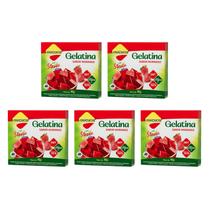 Kit Gelatina Diet Morango Com Stevia Plus Lowçucar - 5 Unidades 10g