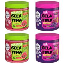 Kit Gelatina Salon Line Kids Melancia + Uva 550g Com 4 Kit Gelatina Salon Line Kids Melancia + Uva 550g Com 4