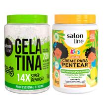Kit Gelatina Salon Line todecacho Super Definição 1Kg E Creme De Pentear Salon Line Cachinhos Poderosos Melão 1Kg