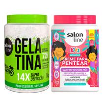 Kit Gelatina Salon Line todecacho Super Definição 1Kg E Creme De Pentear Salon Line Infantil Salon Line Kids Sem Nós 1Kg