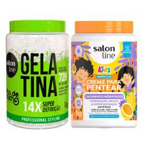 Kit Gelatina Salon Line todecacho Super Definição 1Kg E Creme De Pentear Salon Line Kids Cachinhos Hidratados Maracujá 1Kg