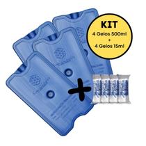 Kit Gelo Artificial Reutilizável Rígido de 500ml GeloTech Com 4 unidades + 4 Gelos flexíveis de 15ml 3x6