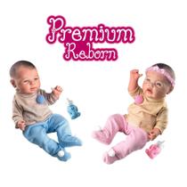 Kit Gêmeos Bebê Reborn 100% Silicone Com Roupa e Mamadeira Kit Gêmeos Bebê Reborn 100% Silicone Com Roupa e Mamadeira