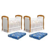 Kit Gêmeos Berço Mini Cama Danny com Colchões Baby Physical - Reller Móveis