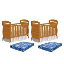 Kit Gêmeos Berço Mini Cama Danny com Colchões Baby Physical - Reller Móveis