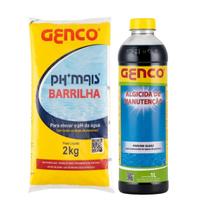 Kit Genco Elevador PH Barrilha 2kg E Algicida Manutenção 1L