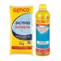 Kit Genco Elevador PH Barrilha 2kg E Genfloc Clarificante 1L