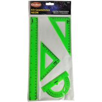 Kit Geométrico com Régua Esquadro Transferidor 4 Peças Goller Kit Geométrico com Régua Esquadro Transferidor 4 Peças Goller