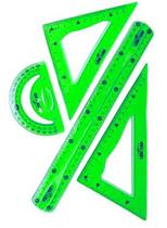 Kit Geométrico De Réguas Flexível Com 4 Peças Escolar