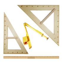 Kit Geométrico do Professor Mdf Com Régua 1 Metro + Compasso Quadro Branco + Esquadro 30/60 + Esquadro 45 SOUZA OU SB