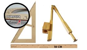 Kit Geométrico do Professor Mdf Com Régua 60 cm 1 Compasso Para Quadro Branco 40 cm e 1 Esquadro 30º/60º Graus