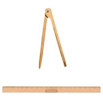 Kit Geométrico do Professor Mdf/Pinus Com Régua 1 Metro e 1 Compasso Para Giz 40 cm