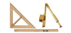 Kit Geométrico do Professor Régua 60 cm 1 Compasso Para Quadro Branco 40 cm 1 Esquadro 45 Graus