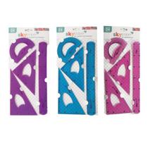 Kit Geométrico Escolar Réguas Transferidor Flexível Cores Sky Paper