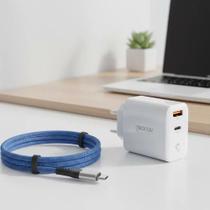 Kit Geonav Cabo USB,C Magnético Nylon Azul 100w Carregador 65w