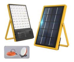 Kit Gerador De Energia Solar Portátil Luminária 54 Leds 28w 2 Lâmpadas Bulbo Led Saída Usb Power Bank Pescaria Camping Acampamento Maquetes