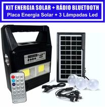 Kit Gerador De Energia Solar Rádio Fm Usb Bluetooth Placa Solar 3 Lampadas Led Lanterna Powerbank Pescaria Camping Acampamento Maquetes - LUATEK
