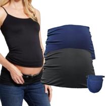 Kit Gestante Marinho/Preto - 2 faixa abdominal Calça para Gestante + extensor de calça