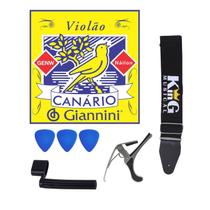 Kit Giannini Canário Nylon Bolinha Correia Palheta Capo