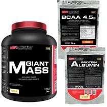 KIT Giant Mass 3 kg + Albumina Protein 500g +BCAA 4.5 1kg Tangerina - Bodybuilders