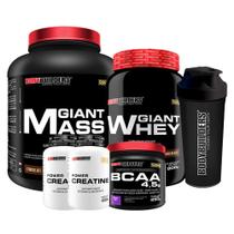 Kit Giant Mass 3kg + Giant Whey 900g + BCAA 4.5 250g + 2x Creatina 100g + Coqueteleira - Bodybuilders