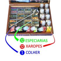 Kit Gin 12 Especiarias + 12 Xaropes + Colher Canudo + Caixa MDF + Receitas