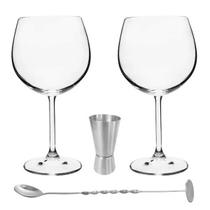 Kit Gin 4 Peças com Taças em Cristal de Luxo + Colher e Dosador