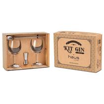 Kit Gin 4Pçs - 2 Taças 600Ml Dosador Colher Aço Inoxidável