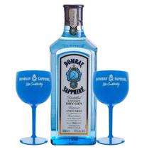 Kit Gin Bombay Sapphire 750ml + 2 Taças de Acrílico Personalizadas Kit Gin Bombay Sapphire 750ml + 2 Taças de Acrílico Personalizadas