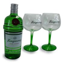 Kit gin Tanqueray e 2 Taças de Vidro gin Tanqueray Original.