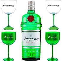 Kit Gin Tanqueray London Dry 750ml original com 4 Taças ACRÍLICAS personalizadas