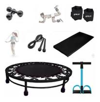 Kit Ginástica Jump+Colchonete+Peso2Kg+Elástico+Caneleira 2Kg
