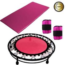 Kit Ginástica Rosa - Jump + Colchonete + Caneleira 2 Kg