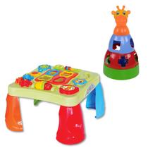 Kit Girafa Brinquedo Empilhar e Mesinha Didática Infantil Bebê Interativa Kit Girafa Brinquedo Empilhar e Mesinha Didática Infantil Bebê Interativa