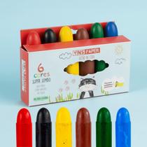Kit Giz de Cera 6 Cores Yins Paper para Trabalhos Escolares Cartazes e Artesanato Auxílio na Lição de Casa e Projetos
