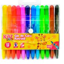 Kit Giz De Cera Retrátil 12 Cores Kaz