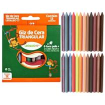 Kit Giz De Cera Triangular Não Tóxico 24 Cores Vibrantes Kit Giz De Cera Triangular Não Tóxico 24 Cores Vibrantes
