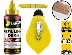 Kit Giz De Linha 15 Metros Pedreiro Gesseiro Marcação Nível Fertak 6944 Kit Giz De Linha 15 Metros Pedreiro Gesseiro Marcação Nível Fertak 6944
