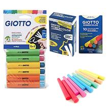 Kit Giz Escolar GIOTTO Colorido+Branco c/ 10 Unds + Porta Giz Escolar Giotto