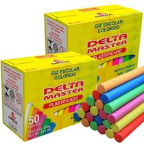 Kit Giz Lousa Colorido Para Quadro Negro Caixa 100 Unidades - Delta