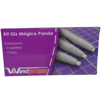Kit Giz Mágico Panda Com 3 Lapiseiras e 12 Refis Kit Giz Mágico Panda Com 3 Lapiseiras e 12 Refis