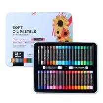 Kit Giz Pastel Oleoso Profissional Soft Oil Desenho Ilustração Artístico Efeito Pintura a Óleo 24 36 48 Cores Com Estojo -