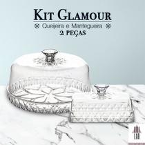 Kit Glamour 2 peças Queijeira e Mantegueira Linha Cristal