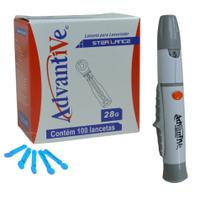 Kit Glicose 1 Lancetador Glicemia + 100 Lancetas Universais Kit Glicose 1 Lancetador Glicemia + 100 Lancetas Universais